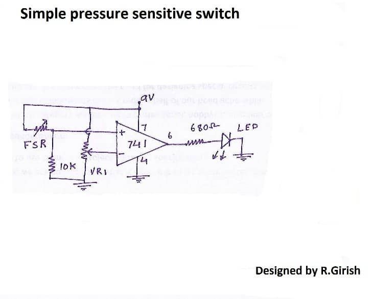 مفتاح حساس للضغط عن طريق تقشير FSR مع op-amp