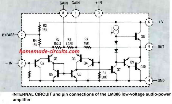 LM386 యాంప్లిఫైయర్ సర్క్యూట్ - వర్కింగ్ స్పెసిఫికేషన్స్ వివరించబడ్డాయి