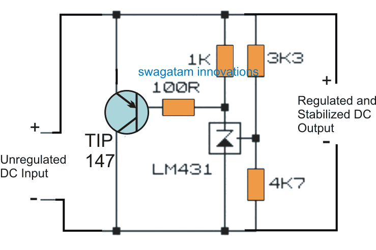 Circuito a diodi Zener a transistor per la gestione della stabilizzazione ad alta corrente