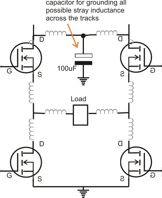 H 브리지 회로 또는 풀 브리지 회로에서 MOSFET을 보호하는 방법