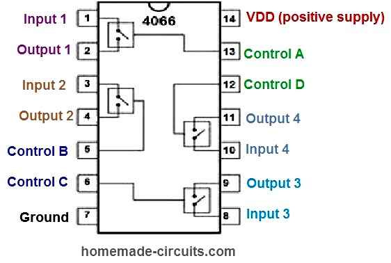 كيفية توصيل IC 4066 في دائرة كهربائية
