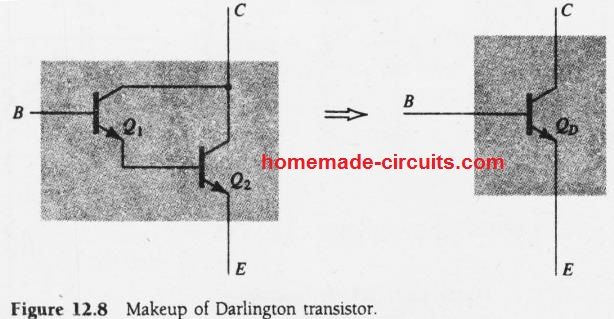Diagrama de conexión del transistor Darlington