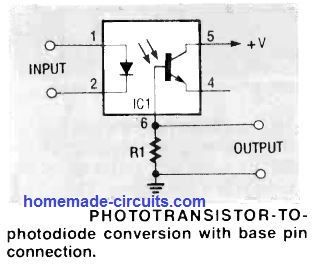 как да конвертирате изходен фототранзистор на оптрона във фотодиод