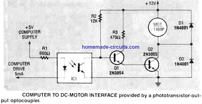 cómo conectar el optoacoplador con las etapas Arduino y BJT