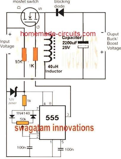 Buck Boost Circuit med IC 555