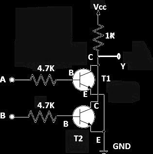 Dviejų tranzistorių NOR vartų schema