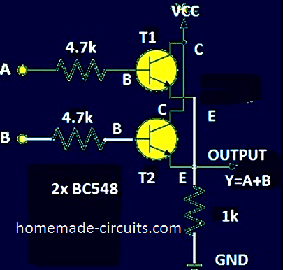 Схема на два транзистора ИЛИ порта
