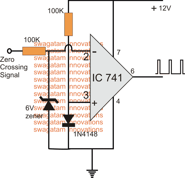 Верига на нулевия кръстосан детектор с помощта на opamp