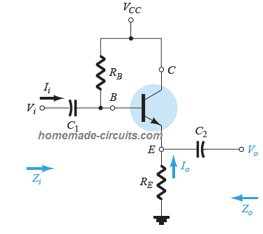 emiterio sekėjo tranzistoriaus konfigūracija