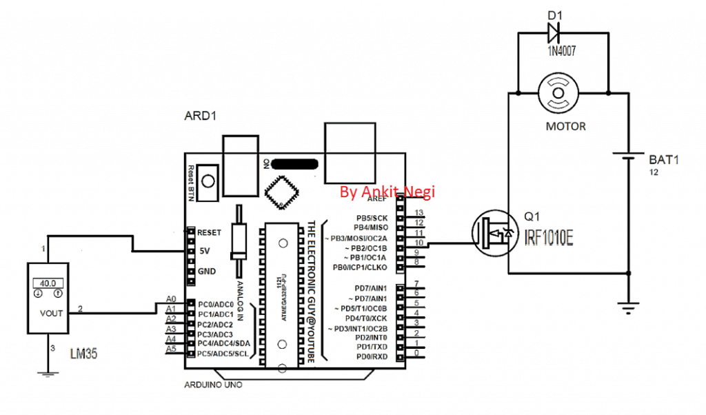 Controllo della ventola CC dipendente dalla temperatura di Arduino