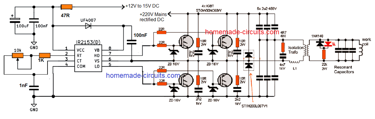 IGBT-baseret 1000 watt induktionsvarmer kredsløb