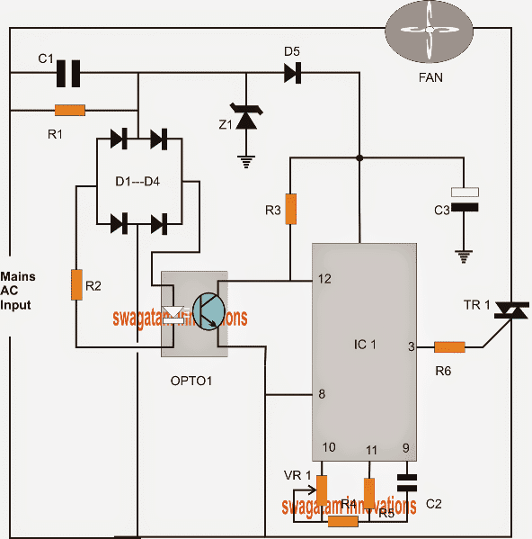 دائرة منظم المروحة التي يتم التحكم فيها بواسطة PWM