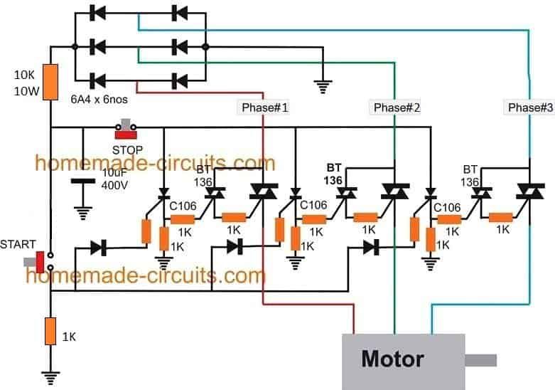 diagrama de circuito do contator de estado sólido eletrônico