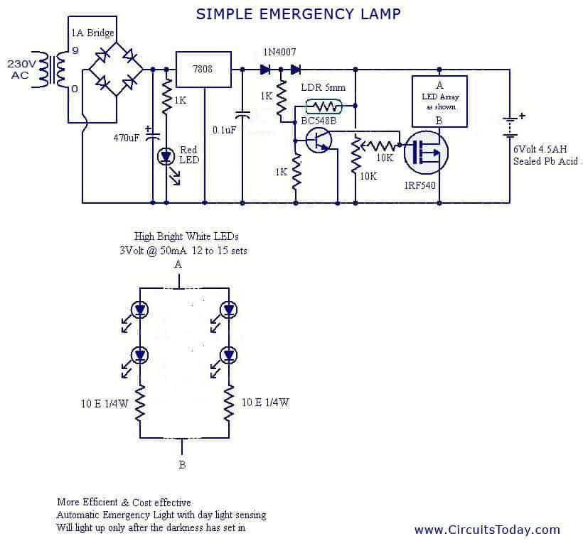 Solución del problema de la lámpara de emergencia LED controlada por LDR
