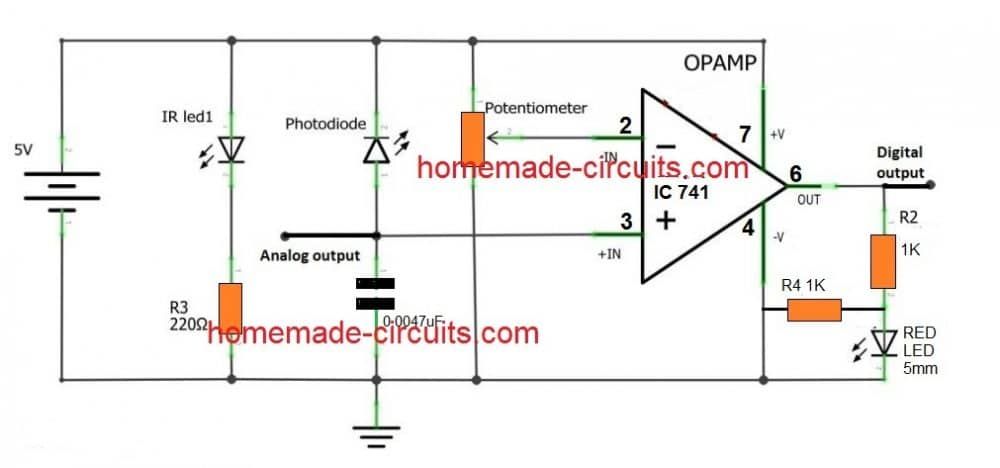 prawidłowe podłączenie fotodiody do wzmacniacza operacyjnego