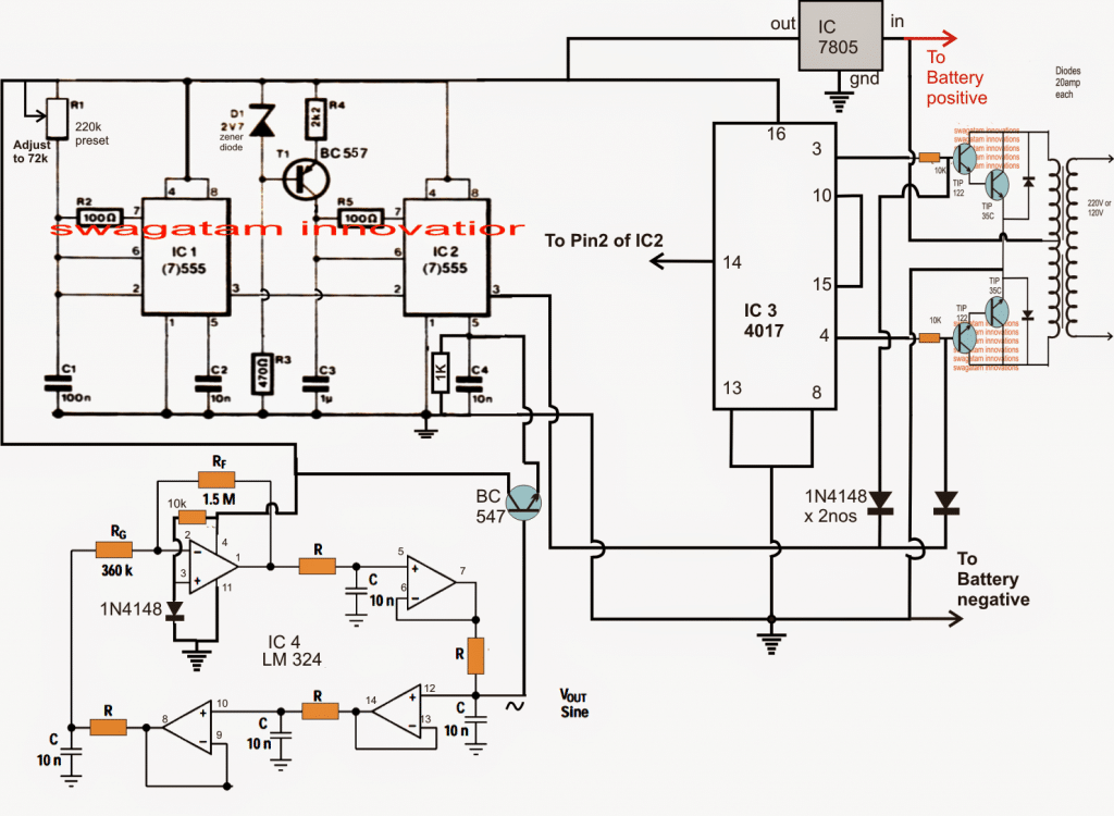 Синусоидален инвертор с помощта на Bubba Oscillator Circuit