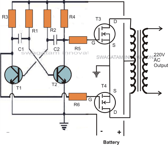 circuito inverter a onda quadra semplice