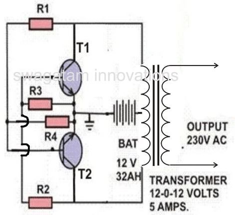 circuito inverter ad accoppiamento incrociato semplice 60 watt