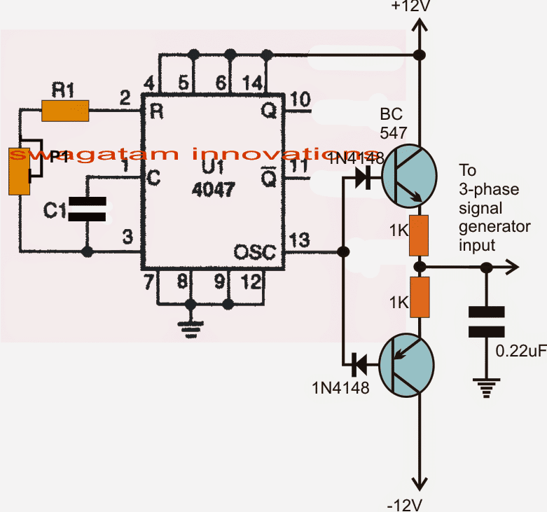 Simpelt 3-faset inverter kredsløb