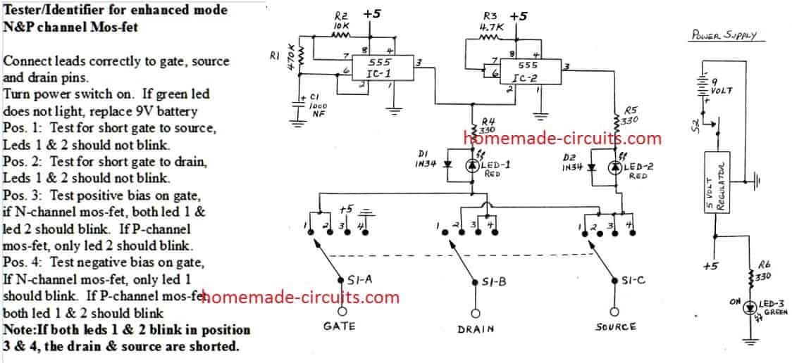 Circuito localizador de falhas MOSFET