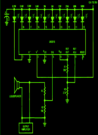Feu aquest circuit de mesurador de potència de l’amplificador