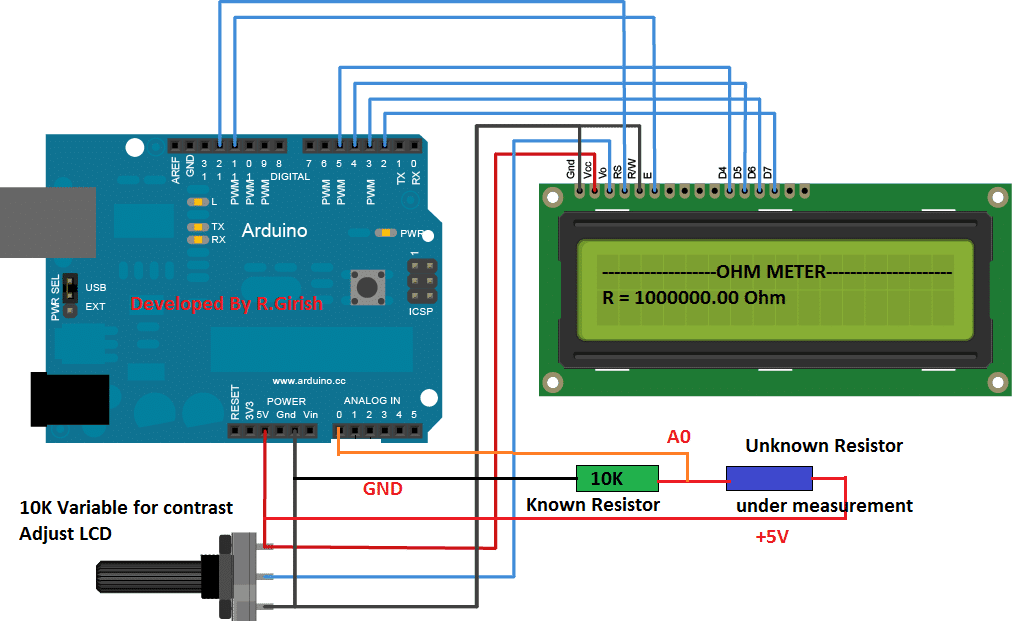 Arduino Ohmmeter Circuit