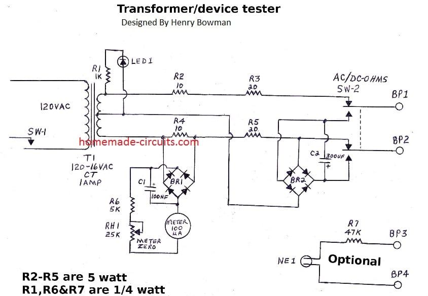 Simpel Transformer Winding Tester Circuit