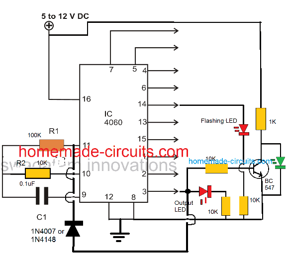 как да заключвам изхода на IC 4060 чрез добавяне на диод