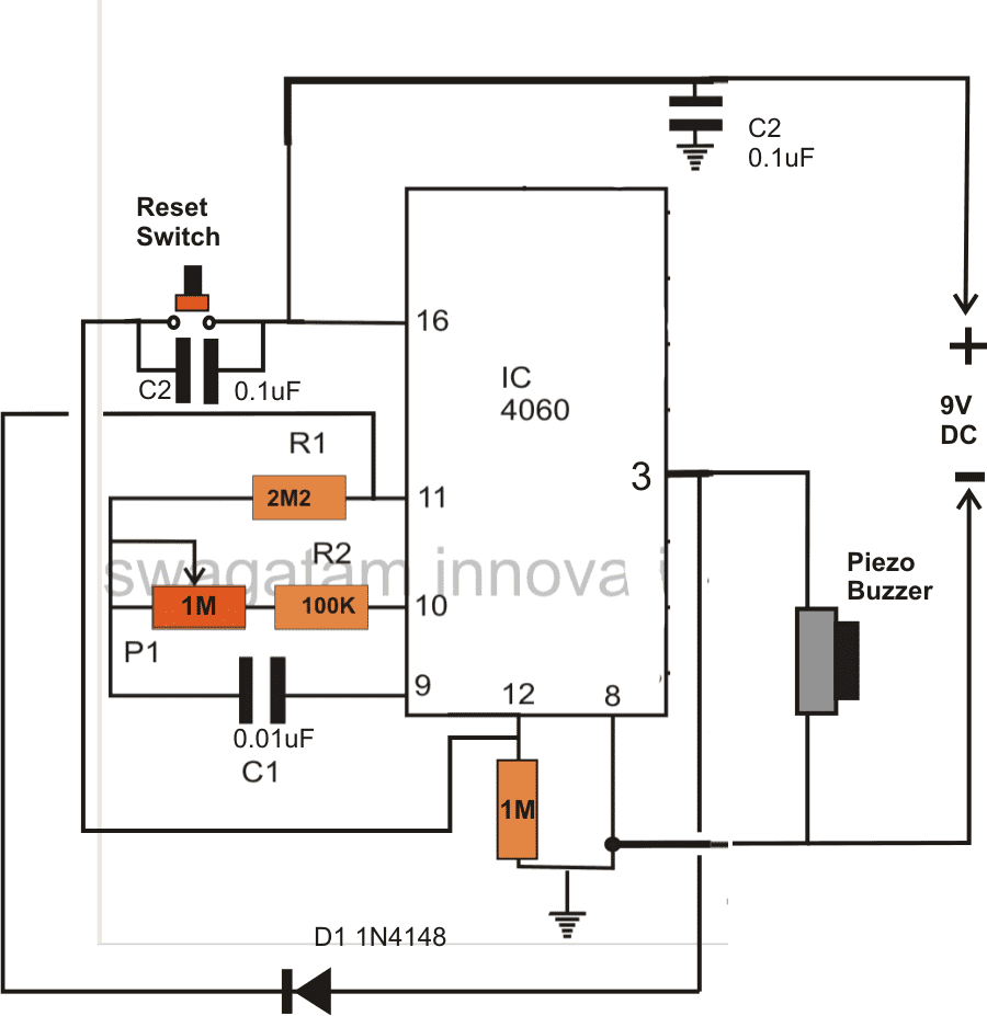 Circuito timer semplice utilizzando IC 4060