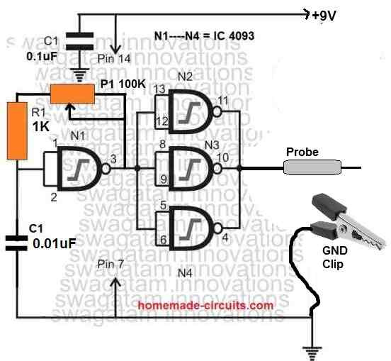   Circuito injetor de sinal IC 4093