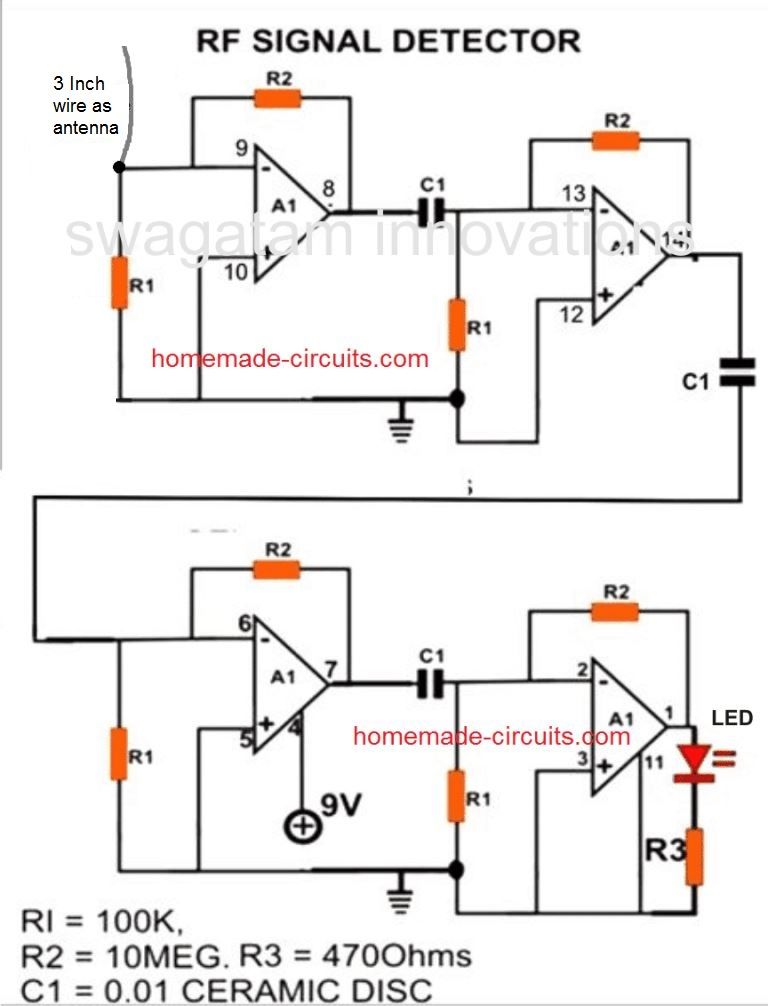 circuit de détecteur RF simple pour téléphone portable