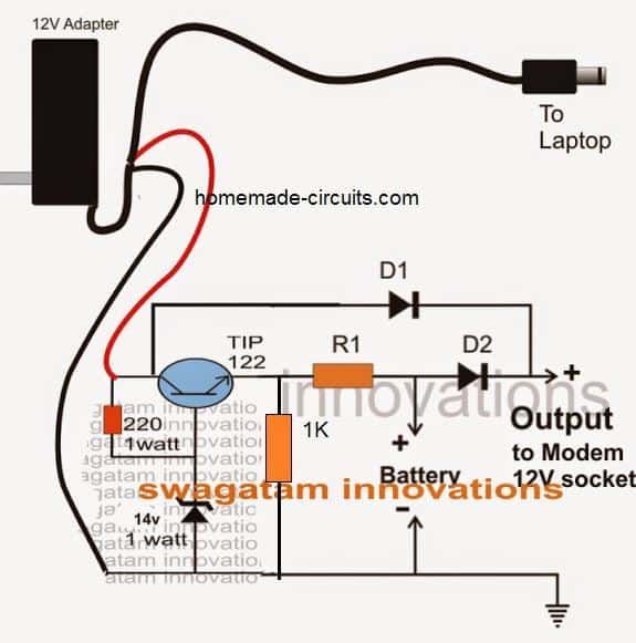 3 Circuitos UPS DC Simples para Modem / Roteador