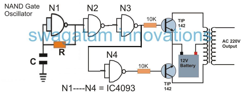 circuito inversor de porta nand 220V