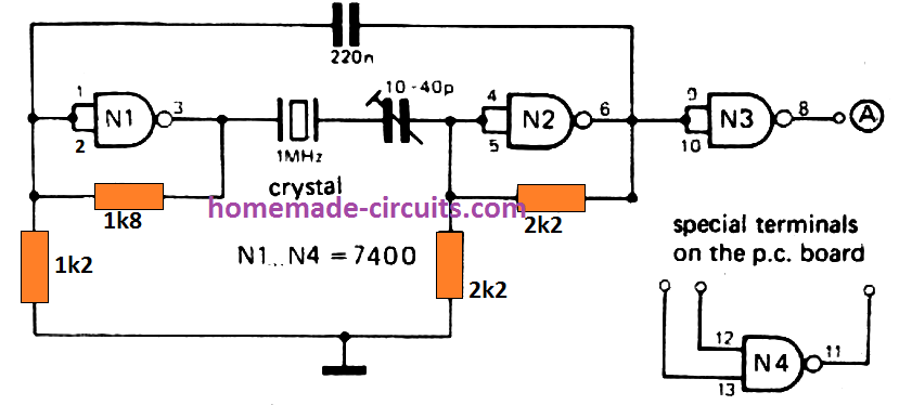 Circuito gerador de referência de frequência de 1 Hz a 1 MHz