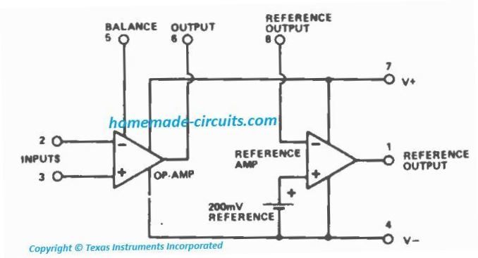 Circuiti applicativi per amplificatori operazionali LM10 - Funziona con 1,1 V.