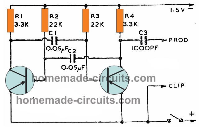 circuito injetor de sinal usando transistores BC547
