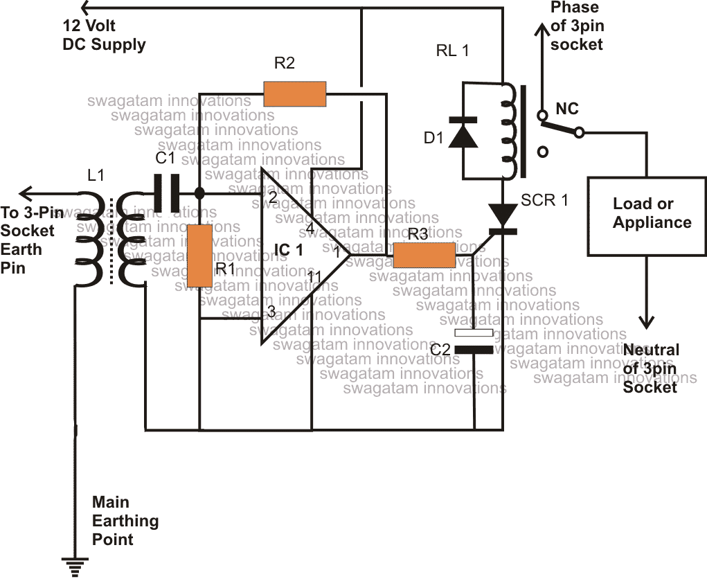 Zespół wyłącznika upływu ziemi (ELCB) wykorzystujący układ IC 324