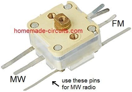 Condensateur variable de condensateur de groupe radio MW