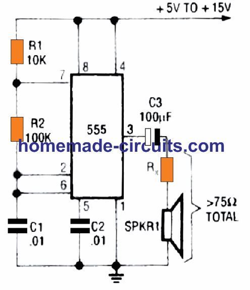 проста монотонна схема за аларма IC 555
