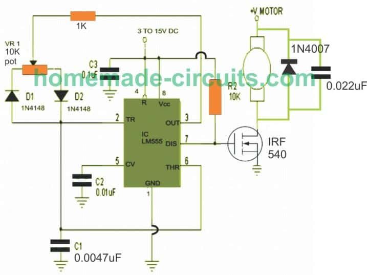 circuito de control de motor de CC pwm modificado