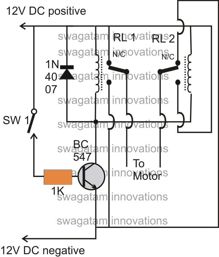 Obsługa silnika prądu stałego w prawo / w lewo z pojedynczym przełącznikiem