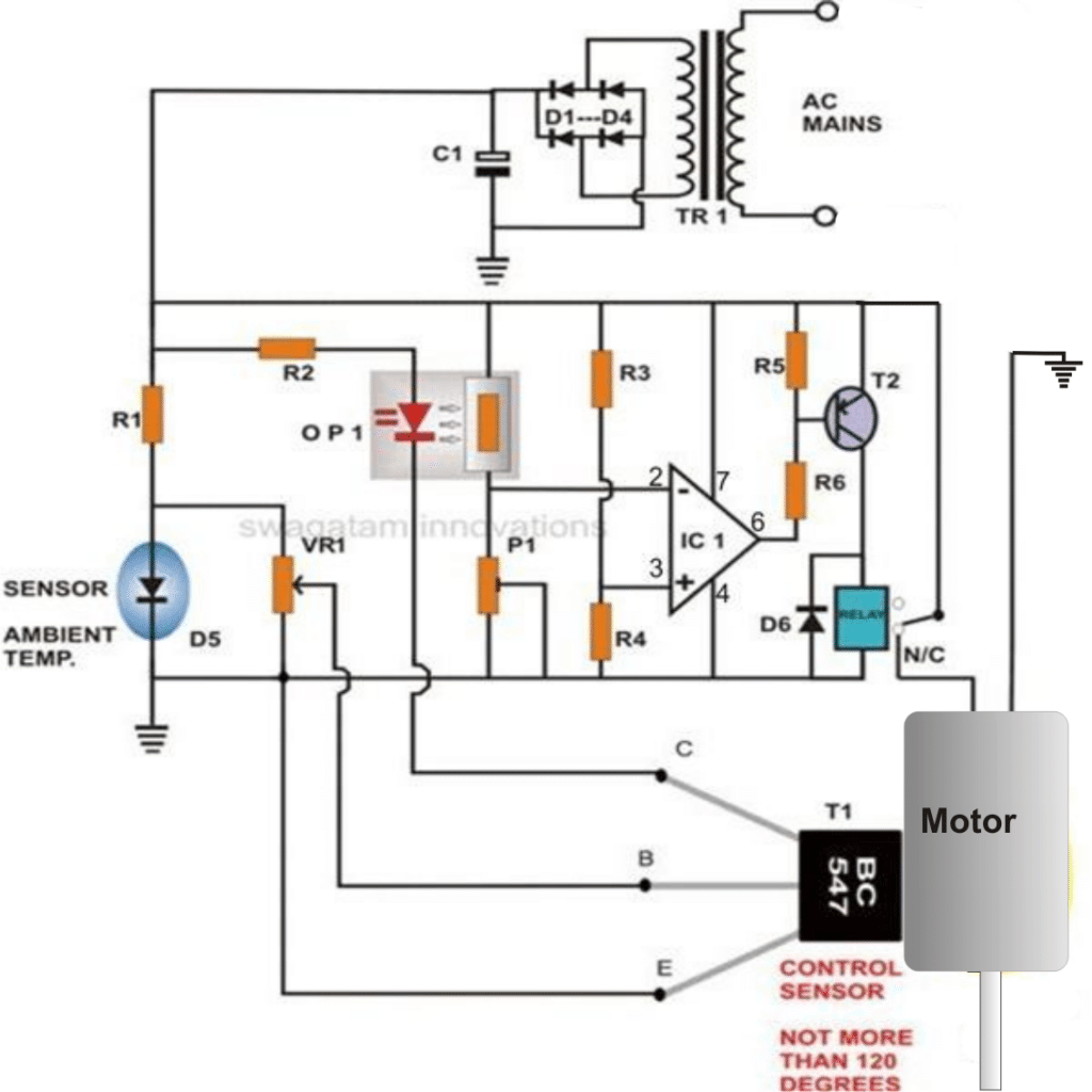 protección contra sobrecalentamiento del motor utilizando transistor como sensor
