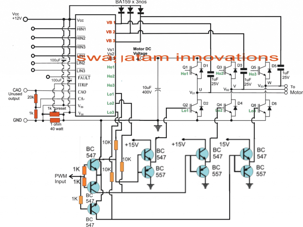 Controle de motor de indução trifásico com circuito de ponte completa