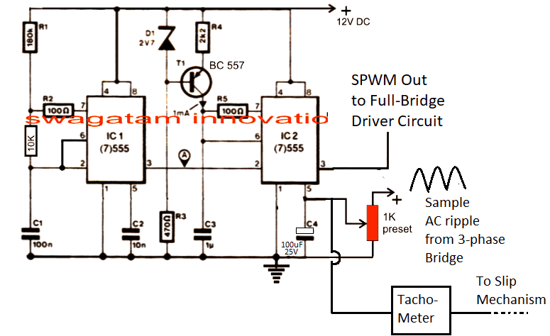 Automatisk V / Hz PWM-processorkredsløb ved hjælp af IC 555