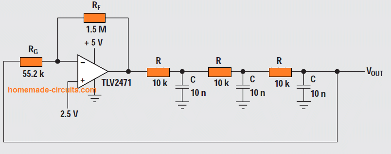 Faseverschuivingsoscillator (één opamp)