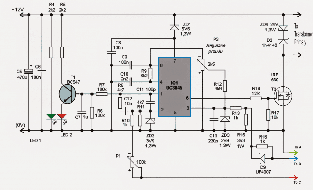 Circuito SMPS 0-100V 50 Amp ajustável