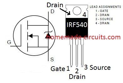 Detaily pinout IRF540