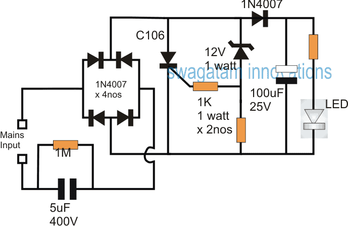 SCR Shunt Circuit pro ochranu kapacitního LED ovladače