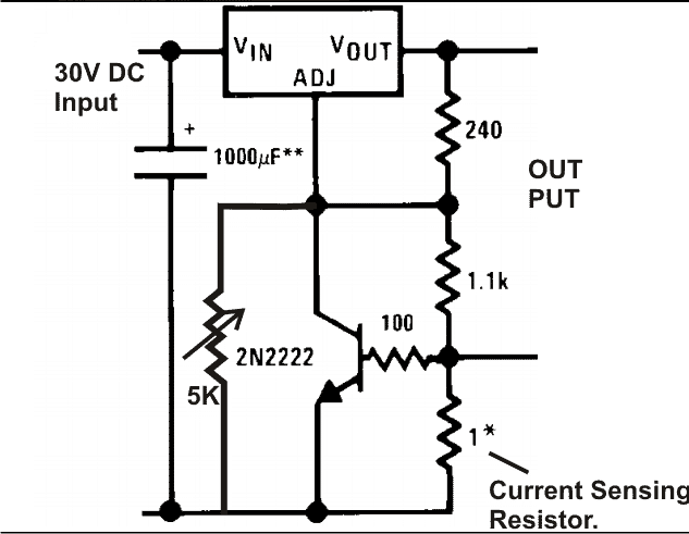 Circuito de controle de corrente LM317