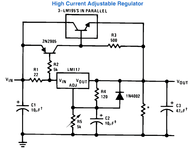 circuito de alimentação de alta corrente LM317